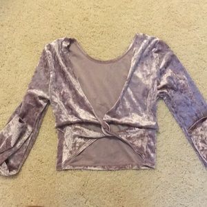 Long sleeved Charlotte Russe velvet crop top